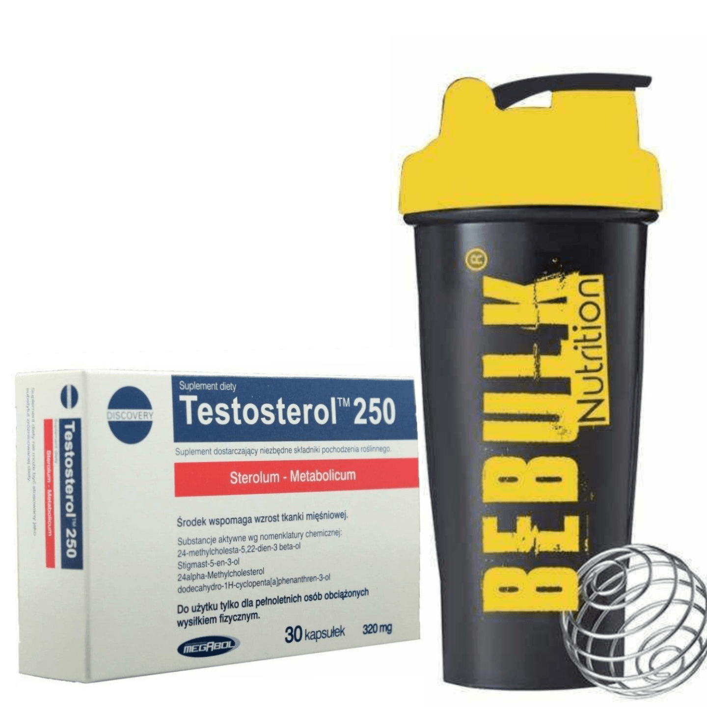 10 x Testosterol - 30 Capsules - Megabol + BeBulk Nutrition Shaker Ball