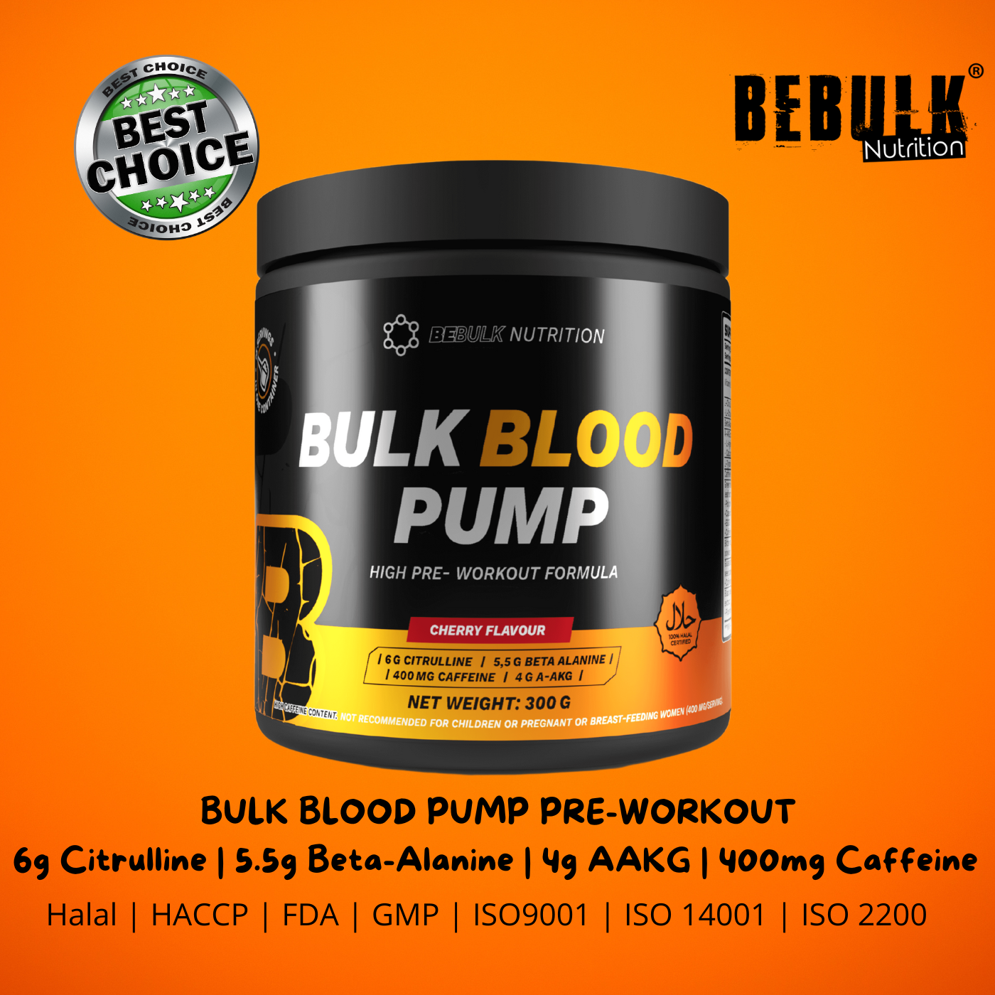 Bulk Blood Pump - High Pre-Workout - 300g - BeBulk Nutrition