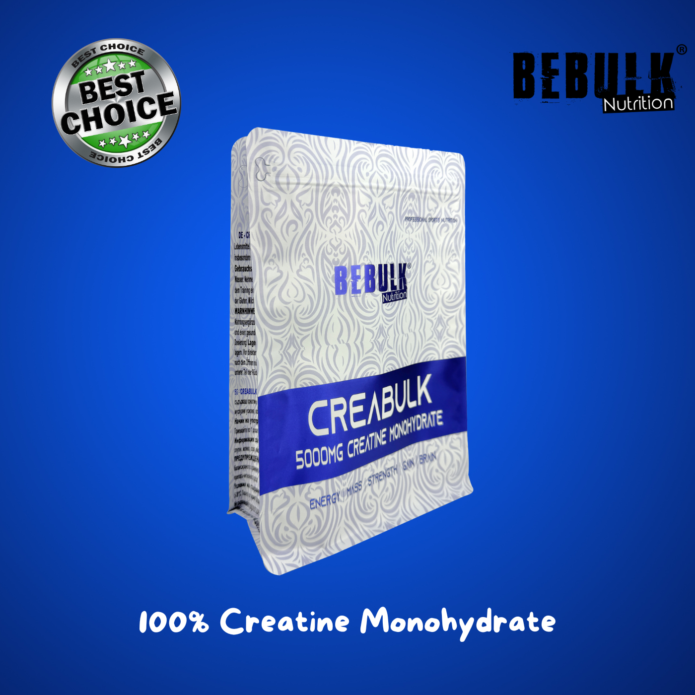 CreaBulk - 100% Creatine Monohydraat - BeBulk Nutrition