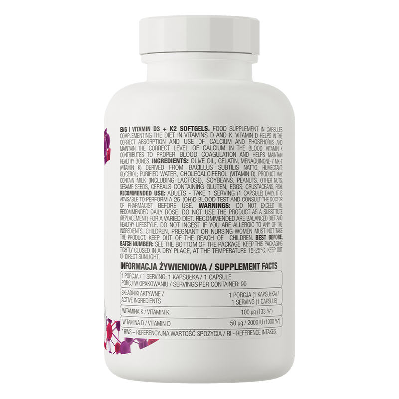 OstroVit Vitamine D3 + K2 90 softgels