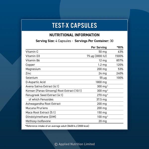 Test-X Testosterone Vegan - 120 Capsules - Applied Nutrition