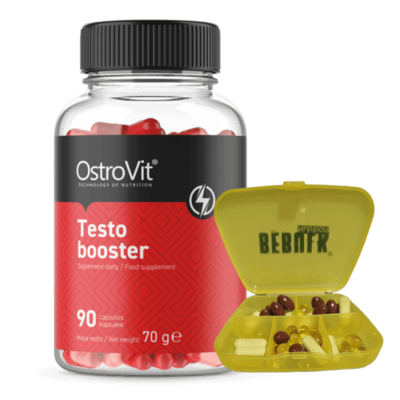 Testo Booster 90 capsules + BeBulk Nutrition Pillendoos