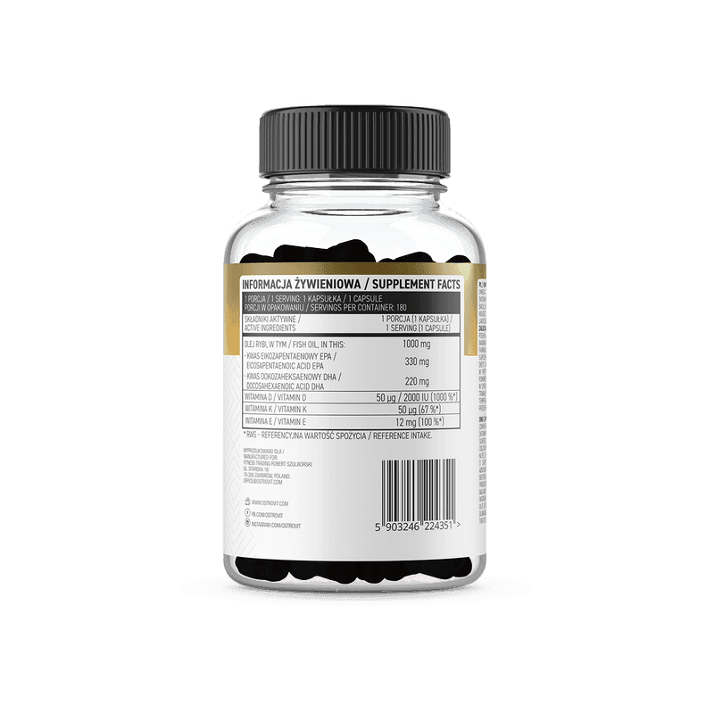 OstroVit Omega 3 D3+K2 180 softgels