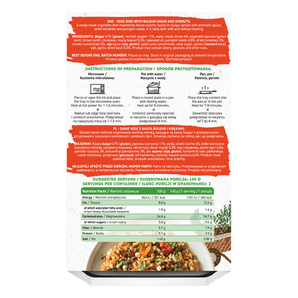 OstroVit VEGE Schotel met Bulgur Graan en Spruiten 280 g