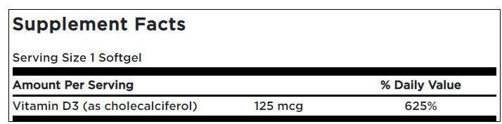 Vitamin D3 - 2000 IU - 250 Capsules Swanson