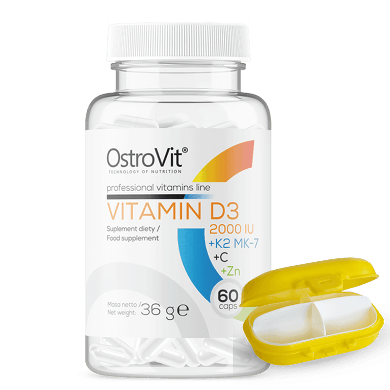 Vitamine D3 2000 IU + K2 MK-7 + Vitamine C + Zink 60 Capsules OstroVit